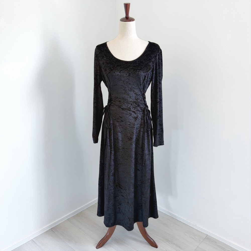 VTG Dana Scott Dress Womens Small Black Velvet Romantic Gothic Renaissance Witch